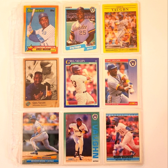 Greg Vaughn baseball cards lot of 9 - Picture 1 of 2